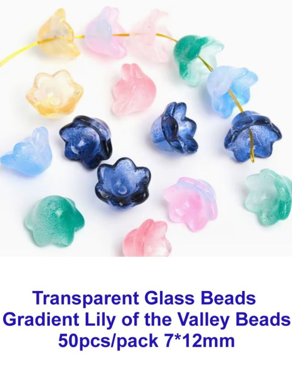 Transparent Glass Beads Gradient Lily of the Valley Beads 50pcs/pack 7*12mm - Picture 1 of 2